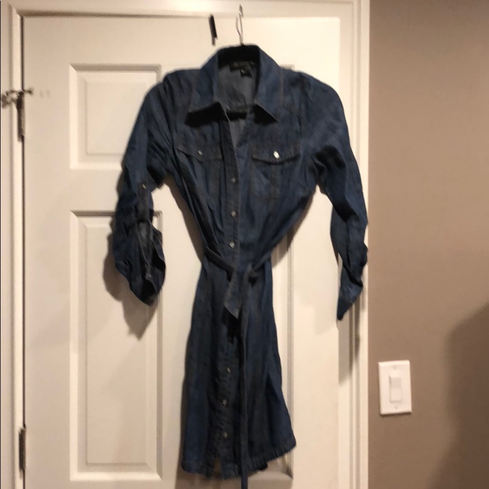 Inc belted denim shirt dress